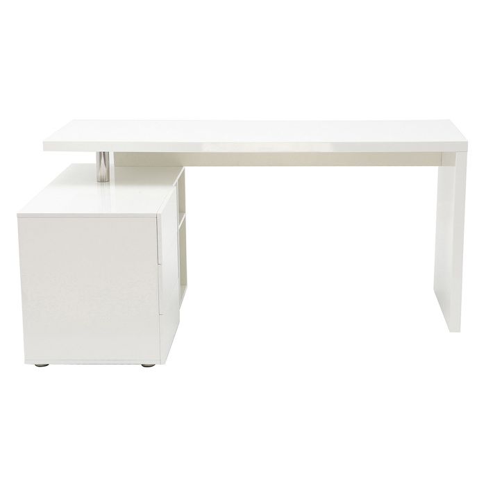 Miliboo - Bureau design blanc laqué rangements à gauche MAXI