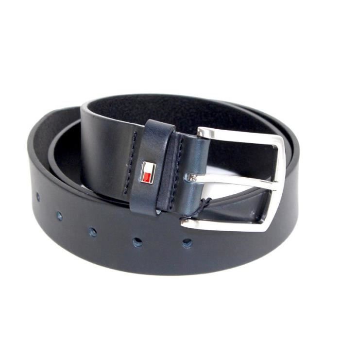 CEINTURE DENTON EN CUIR DE VACHETTE NAVY - TOMMY HILFIGER - Taille - 95
