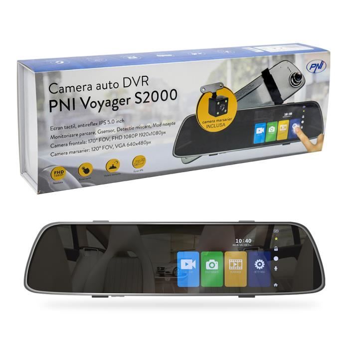 Caméra de Voiture DVR PNI Voyager S2000 Full HD Rétroviseur intégré de 170 degrés à 170 degrés, 5 Pouces, écran Tactile