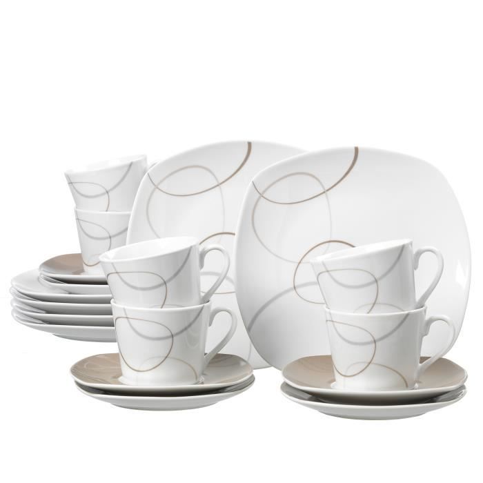 Service à Café Ritzenhoff & Breker Alina Marron, Blanc - Marron, Porcelaine, 18 Pièces
