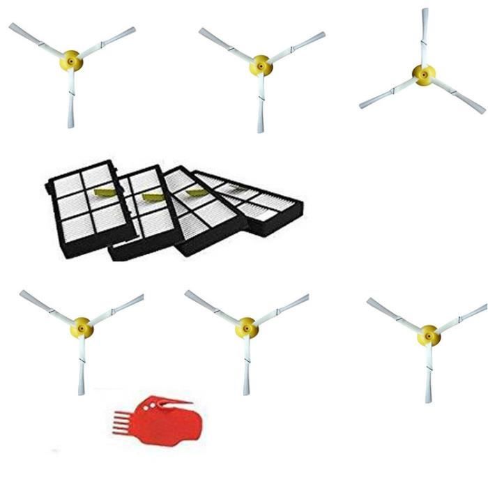 STOEX® Brosses latérales et Filtre HEPA et Outils de nettoyage de rechange pour aspirateur iRobot Roomba 800 900 Series 860 870 ...