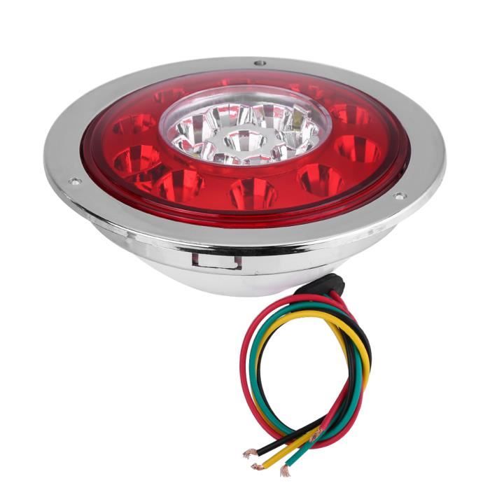 100% toute nouvelle paire de 4.3 pouces rond 19 LED camion remorque arrêt de frein tourner feu arrière anneau chromé double