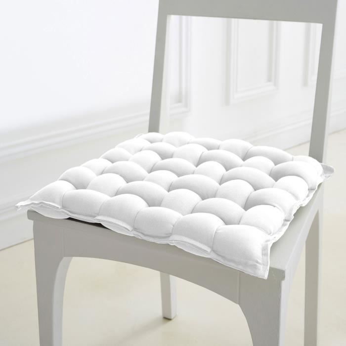 Galette de chaise tressée 100% coton uni 40x40cm TISSE TEINT-Chantilly