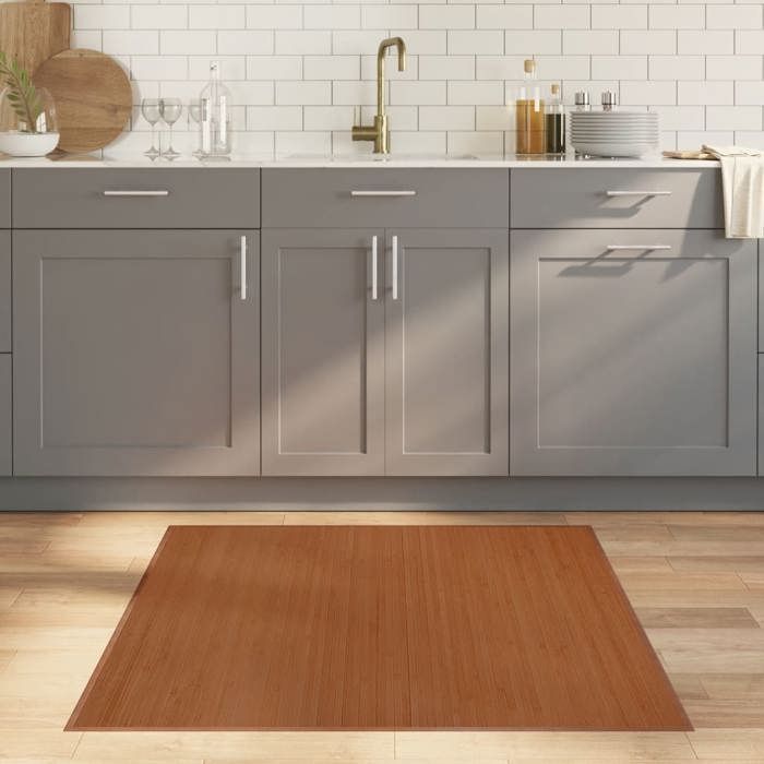 vidaXL Tapis Carré marron 100x100 cm bambou tapis de salon tapis de cuisine tapis carré tapis de chambre à coucher 376938