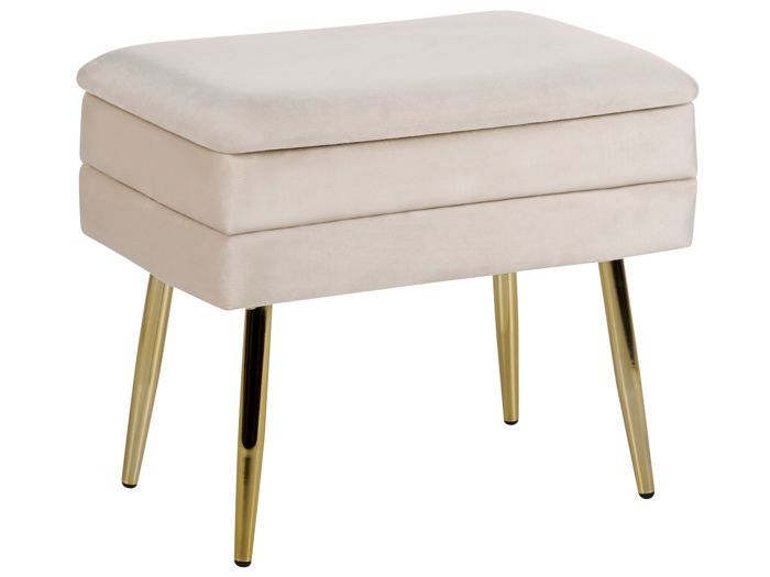Bout de lit en velours beige avec coffre ODESSA