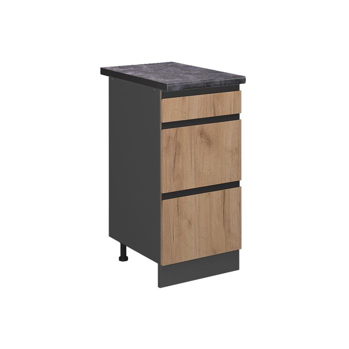 Meuble cuisine R-Line 40cm J-Shape avec tiroirs PT Anthracite Chêne de force doré/Anthracite Vicco 46527