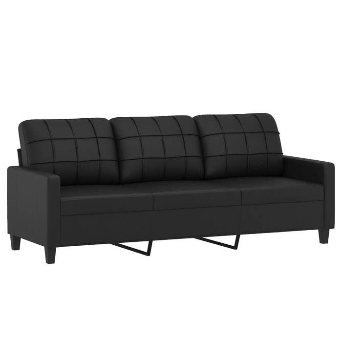 BEAU Canapé à 3 places Noir 180 cm Similicuir SS0000226685