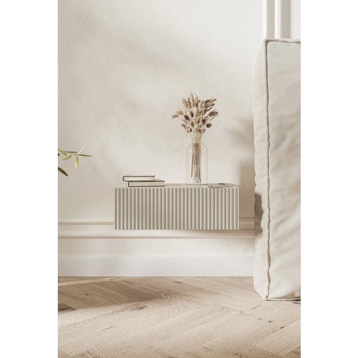 Table de chevet suspendue - VELDIO - 50 cm - grège