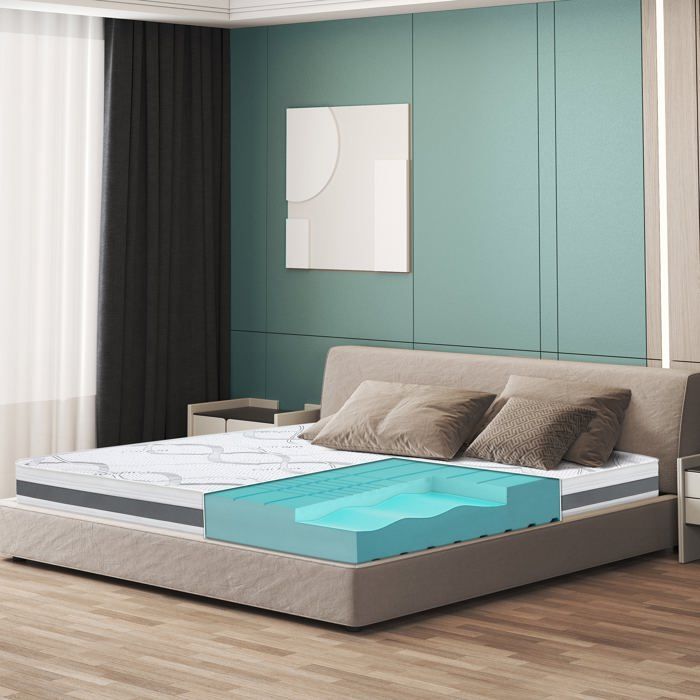 The White Stone Matelas 70x140 cm Hypoallergénique - epaisseur 16 cm - Propriétés orthopédiques et automodelantes - Produit en The White Stone Matelas 70x140 cm Hypoallergénique - epaisseur 16 cm - Propriétés orthopédiques et automodelantes - Produit en