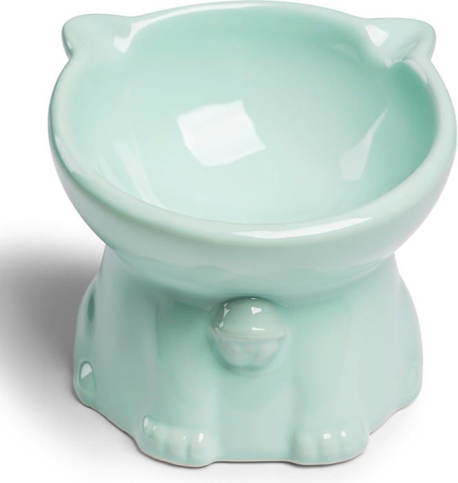Gamelles surélevées en céramique, support incliné à 15 °, gamelle surélevée anti-vomissement pour nourriture et eau pour chat-Vert