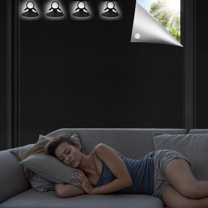 Store à Ventouse PVC - Noir Opaque, 58x125cm - Protection Solaire Et Intimité Pour Fenêtre, Voiture, Salle De Bain