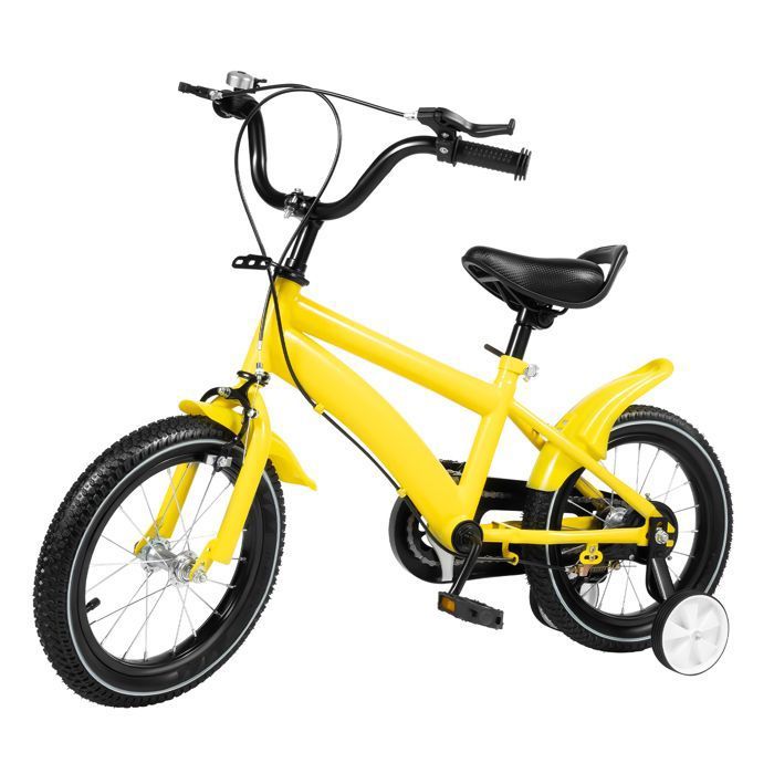 Vélo pour enfants 14 Pouces (Jaune) - Pratique du Vélo pour Enfants - OUKANING - Avec Roues Auxiliaires Amovibles - VELO ENFANT 14