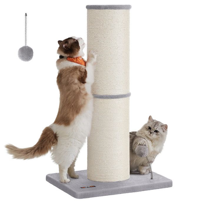 Comparer les prix de Arbre à Chat XXL - Feandrea - 85 cm - Sisal Résistant - Gris Tourterelle - Clochette Intégrée