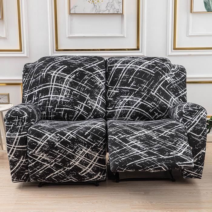 Housse de Fauteuil Relax Extensible 2 Places Housse de Fauteuil Relax Inclinable Couverture de Chaise Canapé Relax avec Poche C