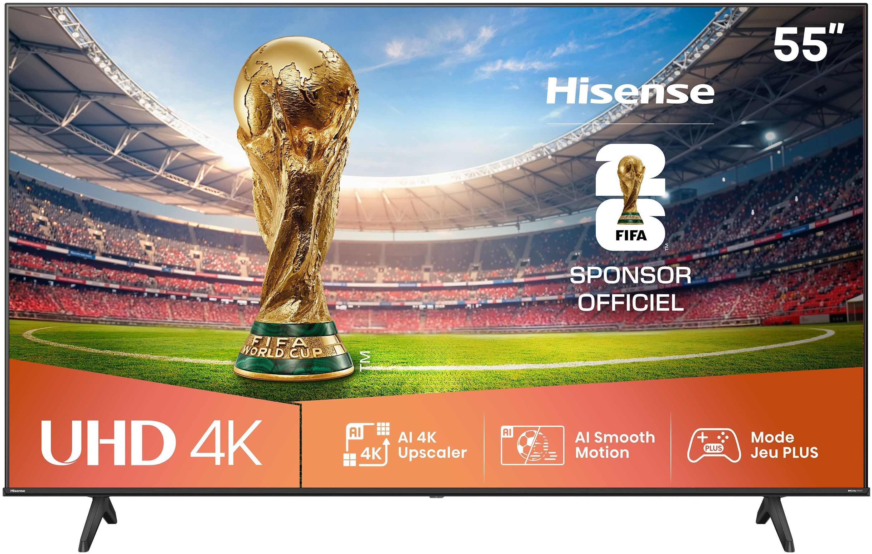 Hisense 55A6Q - TV LED 55 (139 cm) - 4K UHD 3840x2160 - HDR10+ - TV connecté - 3xHDMI 2.1 - WiFi