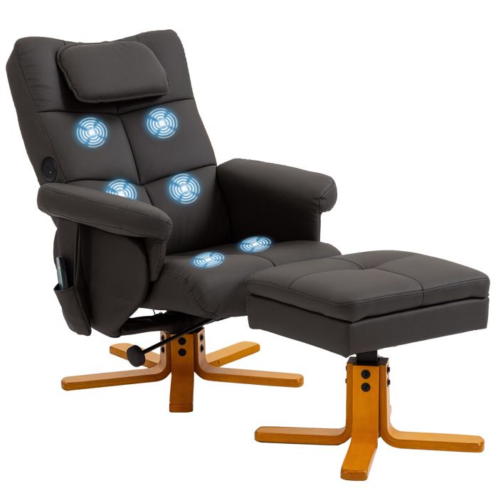 Fauteuil relax massant avec repose-pied - HOMCOM - coffre de rangement - dossier inclinable - télécommande