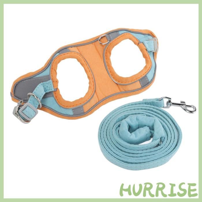 Comparer les prix de Garosa vestes de marche réglables pour chat Harnais et laisse pour chat couleur bloquée animalerie collier Bleu Orange L