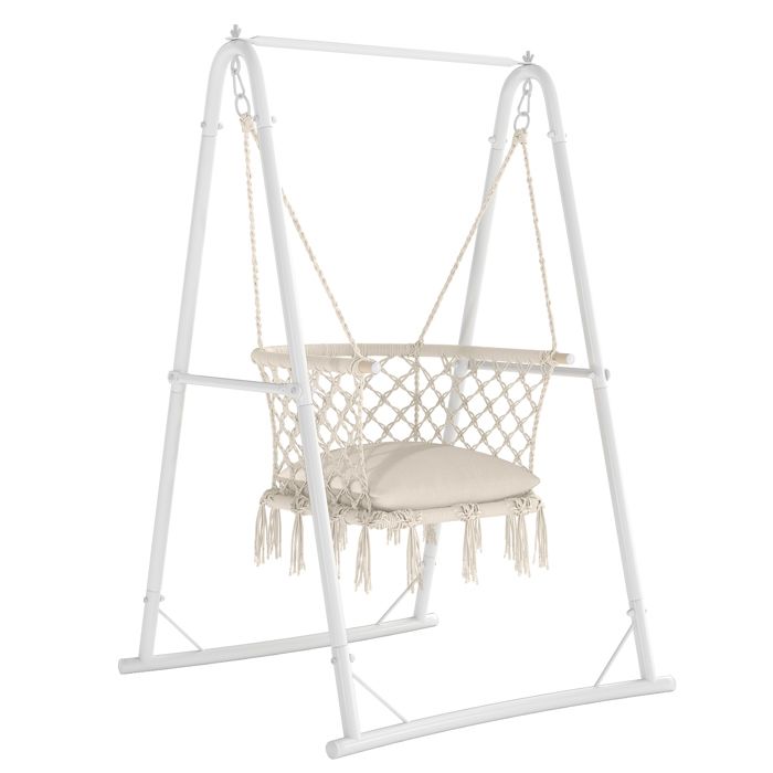 Balconera Fauteuil suspendu avec structure - rembourré - capacité de charge 100 kg - blanc