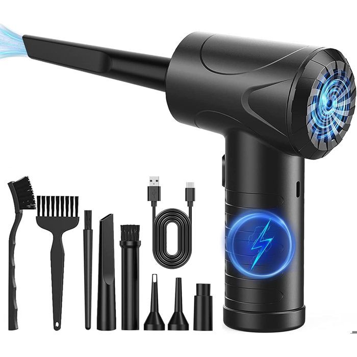 Souffleur Air Comprimé PC - 91000 RPM Batterie 6000mAh Recharge USB - Dépoussiérage Électronique