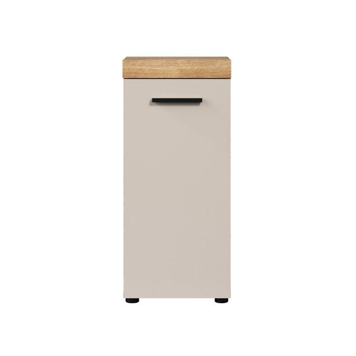 CALICOSY - Meuble de salle de bain 1 porte décor chêne et cashmere L36 cm - MINA - Beige