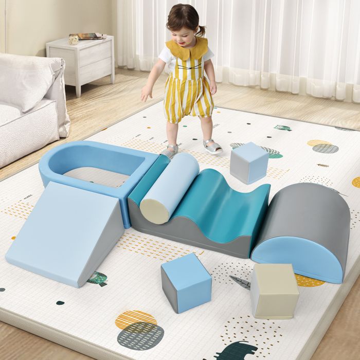 Blocs de construction doux pour enfants - 9 pièces - Bleu - PU ...
