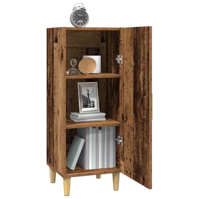Armoire Vaisselier Durable - Marron - Buffet de cuisine - avec Rangement - Bois ancien - 34 5x34x90cm - Bois dingénierie LH5412934