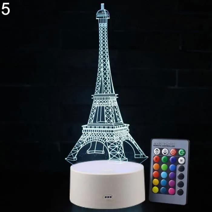 Veilleuse 3D - BLUELANS - Tour Eiffel - 7 couleurs LED - Tactile - Télécommande Veilleuse 3D - BLUELANS - Tour Eiffel - 7 couleurs LED - Tactile - Télécommande
