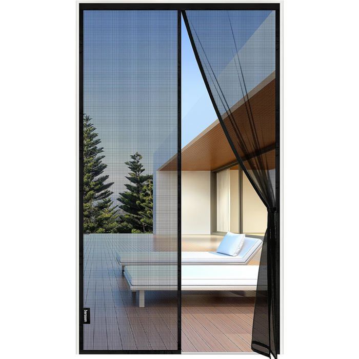 Moustiquaire magnétique - DEKOPRO - 120x210 cm - Maille fine noire - Fermeture automatique - Installation facile