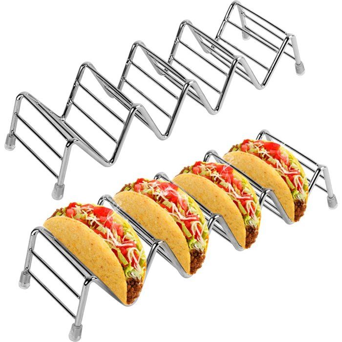 Support À Tacos En Acier Inoxydable 2 Pièces 4 Emplacements
