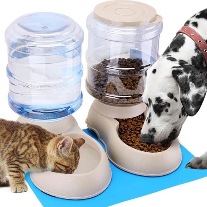 Distributeur Croquettes et Eau Automatique 38L x2 pour Chat/Chien – Fontaine Abreuvoir