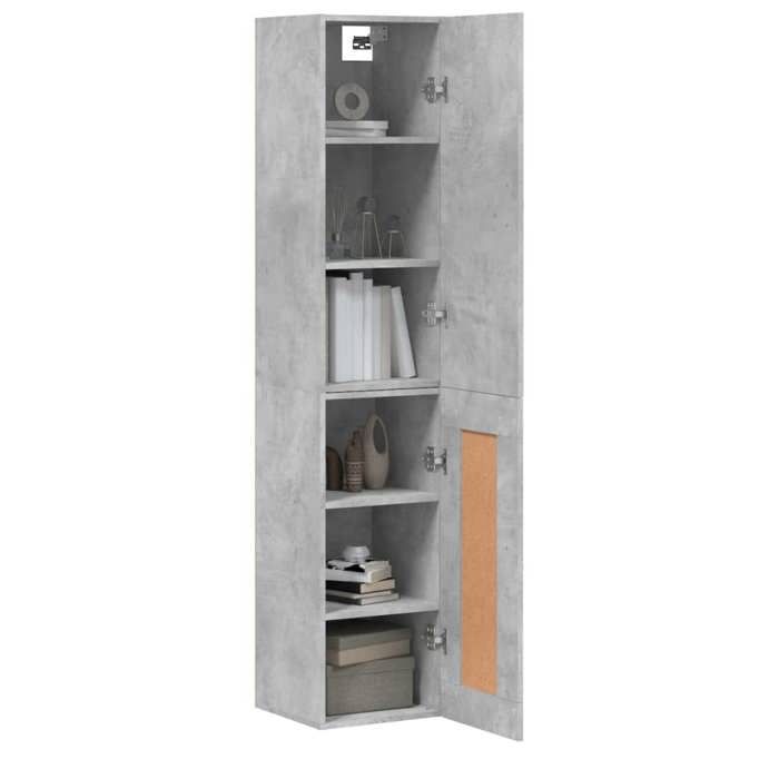 (6328)Meuble rangement - Buffet haut - contemporain - Gris béton 34 5x34x180 cm Bois dingénierie poid:35.96 kg
