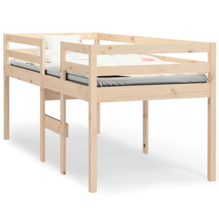 Structure de lit - résistant et durable - Cadre de Li/Lit haut - 1 Personne - sans matelas - 90x190 cm bois de pin massif @42972zuk1
