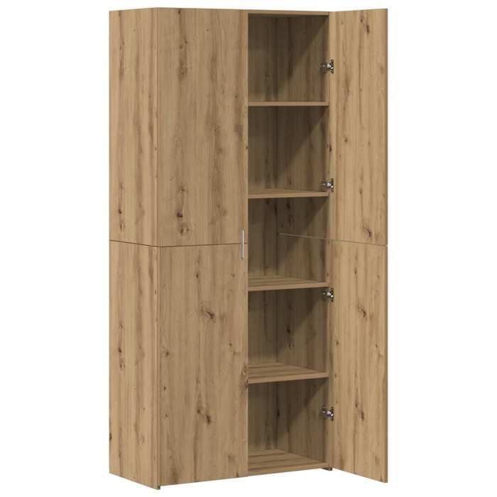 Lot de 2 Armoire haute élégant - ECOHOME - chêne artisanal - 80 x 42 x 185 cm - 2 portes - Assemblage facile@955828