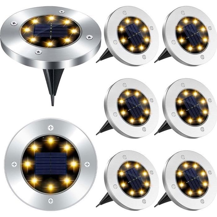 8pcs 8 LED Lumière Solaire Extérieur Lampe Solaires Jardin Au Sol Étanche IP65 Spot Solaire Jardin Encastrable Lumière lumière c