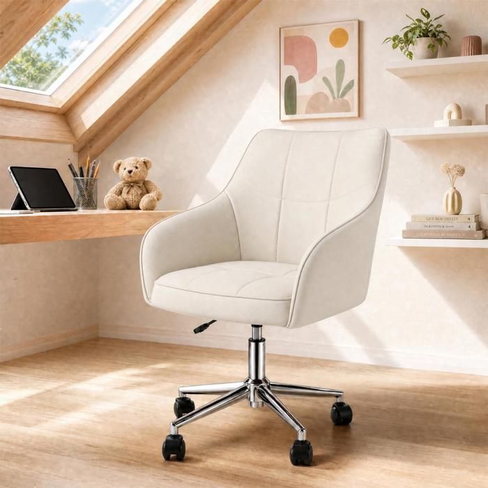 Chaise de Bureau Scandinave Fauteuil Ergonomique Siège Pivotant Réglable en Hauteur Capacité 110 kg pour Bureau Chambre