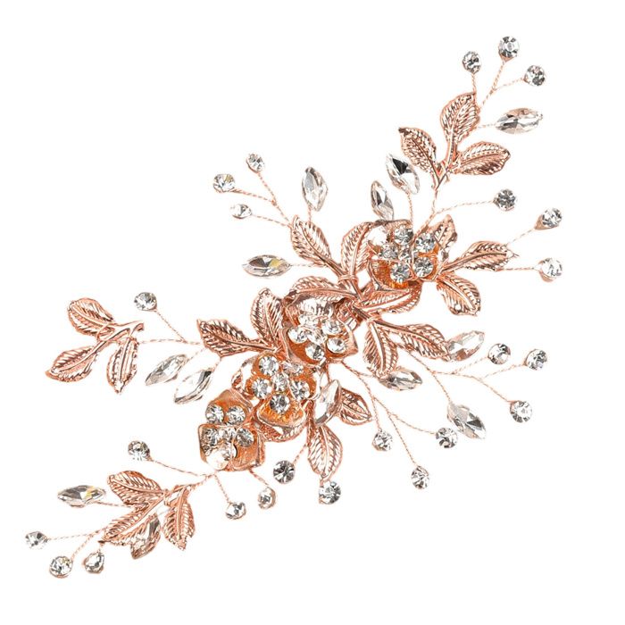 Pince à cheveux de mariage en cristal rose accessoire de coiffure de mariée en cristal barrette de cheveux de mariage bijou de t