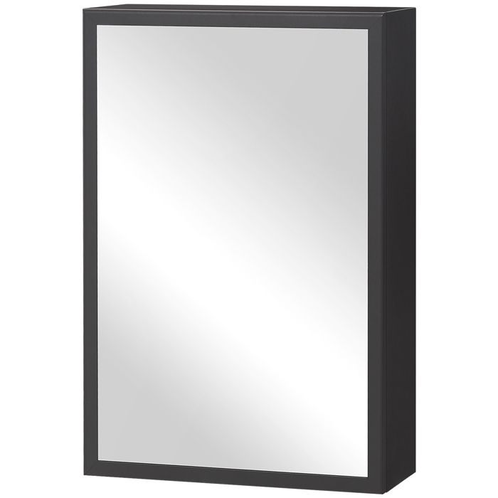 Armoire à miroir 3 étagères charnières souples structure en acier noire 40 x 15 x 60 cm