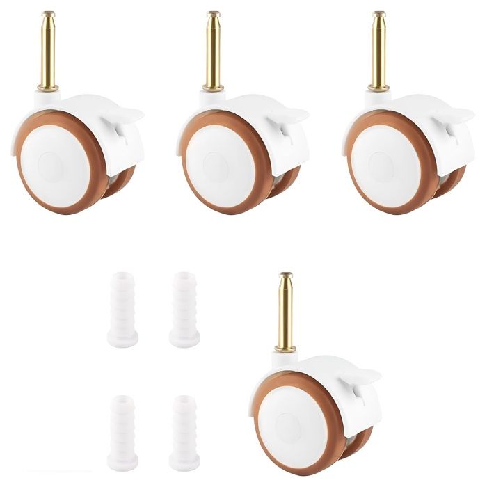 Lot de 4 roulettes pivotantes caoutchouc axe 7 mm pour lit bébé berceau meubles enfants .