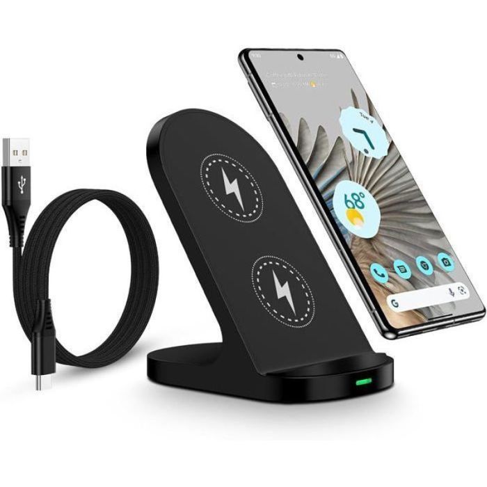 Station de charge inductive chargeur sans fil rapide 15 W pour Google Pixel 8/8 Pro/7/7 Pro chargeur sans CHAUSSETTE DE DEGUSTATION