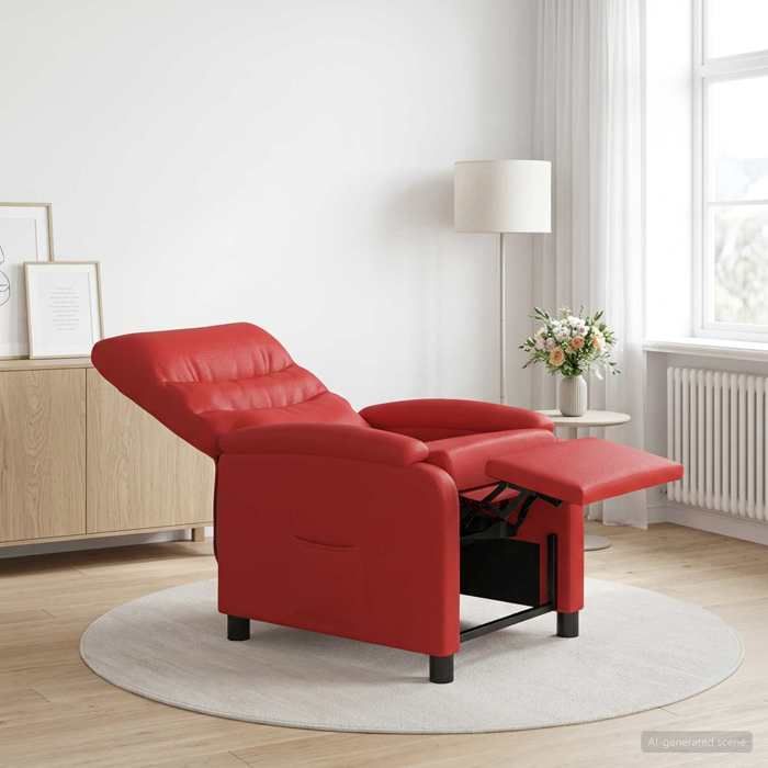Rouge Chaise confortable LEMON Fauteuil inclinable Rouge Simili cuir Pour maison/bureau_24114