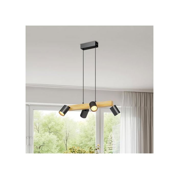 Suspension Luminaire Salle a Manger Lustre Cuisine Bois Luminaires Intérieur Suspension GU10 Base 420MM Plafonnier Salon 4