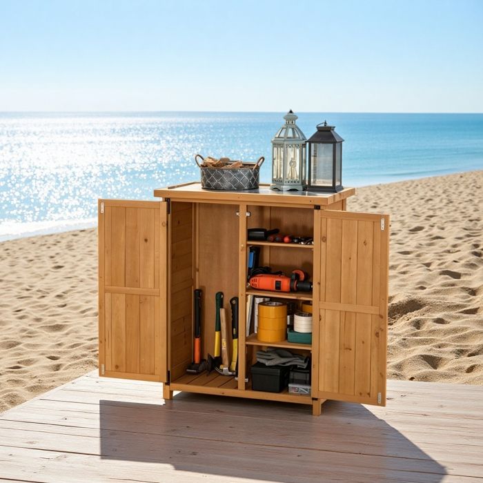 Armoire de rangement de jardin en bois avec étagères meuble de rangement de jardin bois naturel