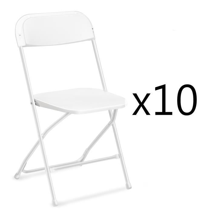 10 pièces chaise en plastique blanc jardin conférence fête mariage pliable 10 pièces chaise en plastique blanc jardin conférence fête mariage pliable