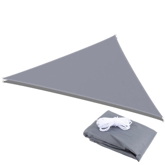 Voile d'ombrage triangulaire - ARTECSIS - Gris - Protection UV imperméable + corde de fixation