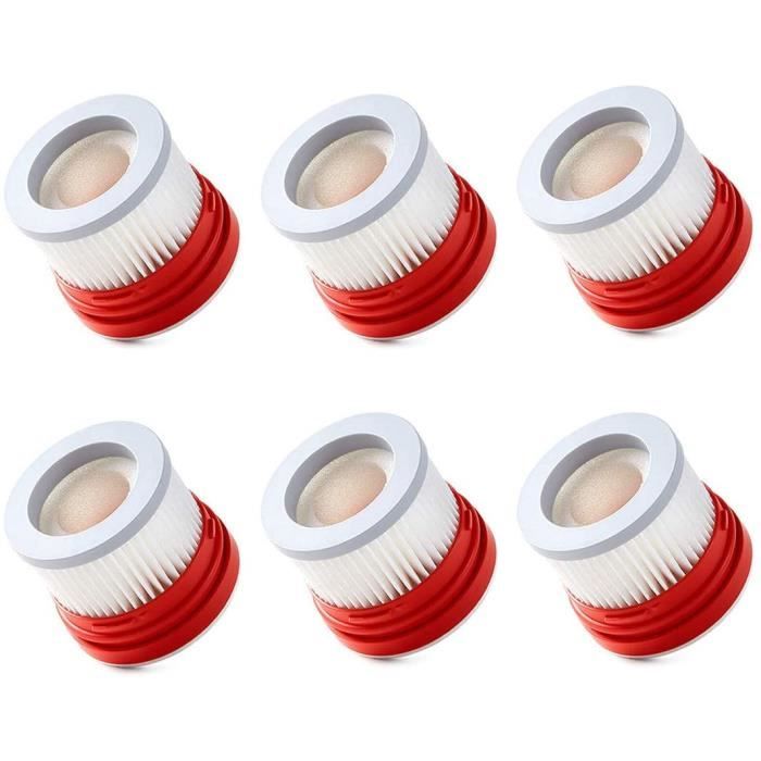 Lot de 6 filtres HEPA de rechange pour aspirateur à main Xiaomi Dreame V8 V9 V9B V9P XR V10 V11 - Rouge