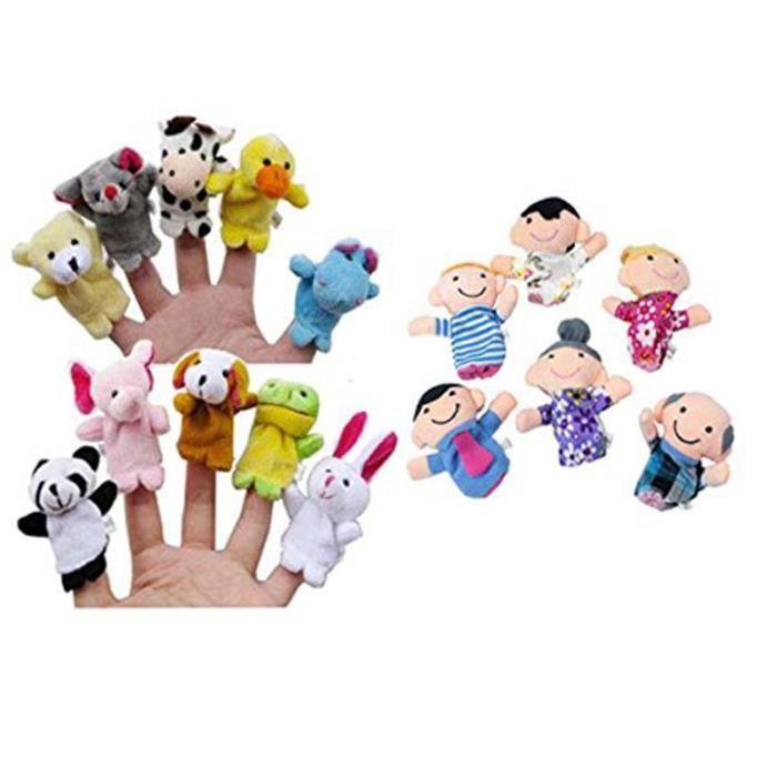 Ensemble de marionnettes /à main animaux avec des jouets en peluche /à bouche ouverte mobile pour enfants th/é/âtre de marionnettes pour enfants，Renard et corbeau