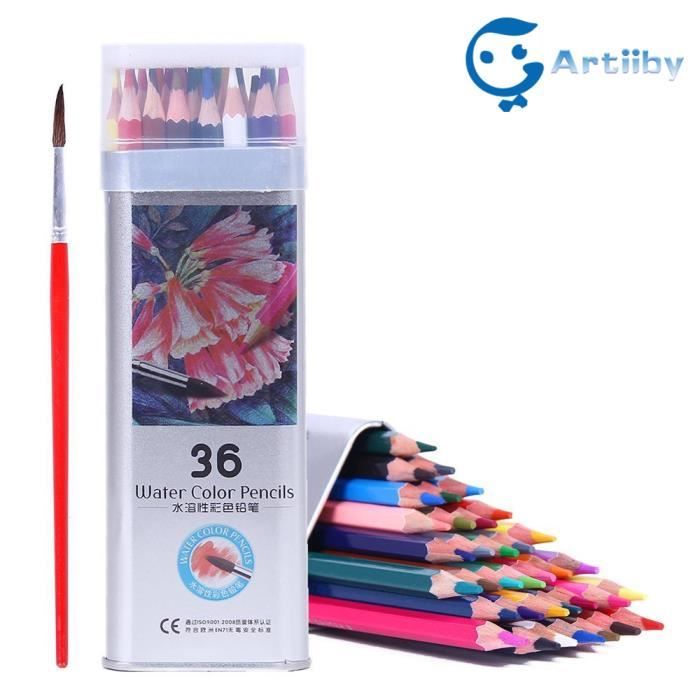 Aquarelle Crayons De Couleur écologique Non Toxique Sertie De Pinceau Dessin Crayons Pour Coloriages 36 Couleur