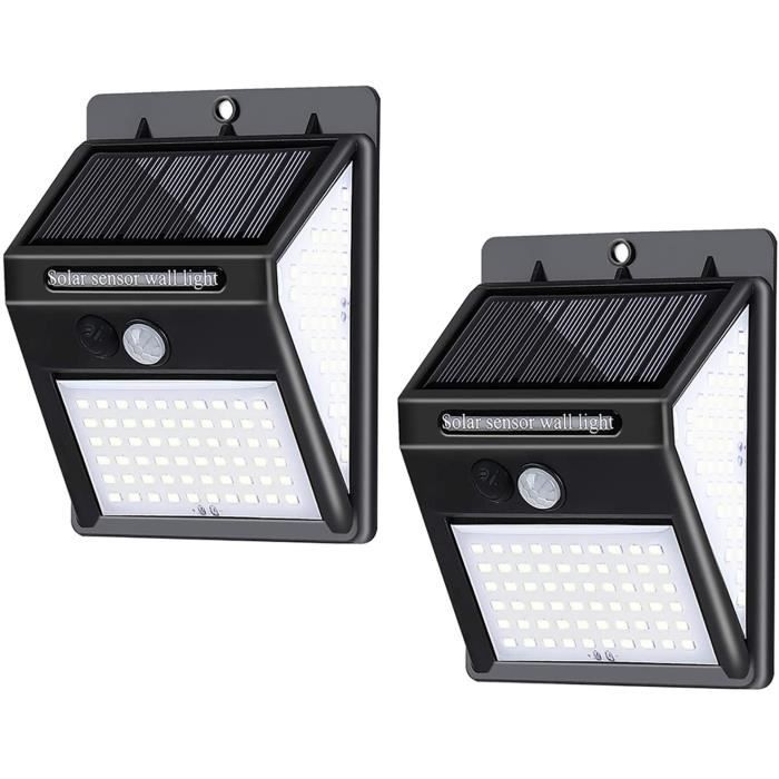 Lampe Solaire Murale Extérieure Double Spot LED Noir Détecteur de Mouvement