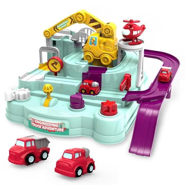 Lisciani - MONTESSORI - Garaje para Coches - Juego de Imaginación y Acción - Coches de Madera - Garaje y Tobogán 3D - Pista de Carreras - Para Niños de 1 a 4 años