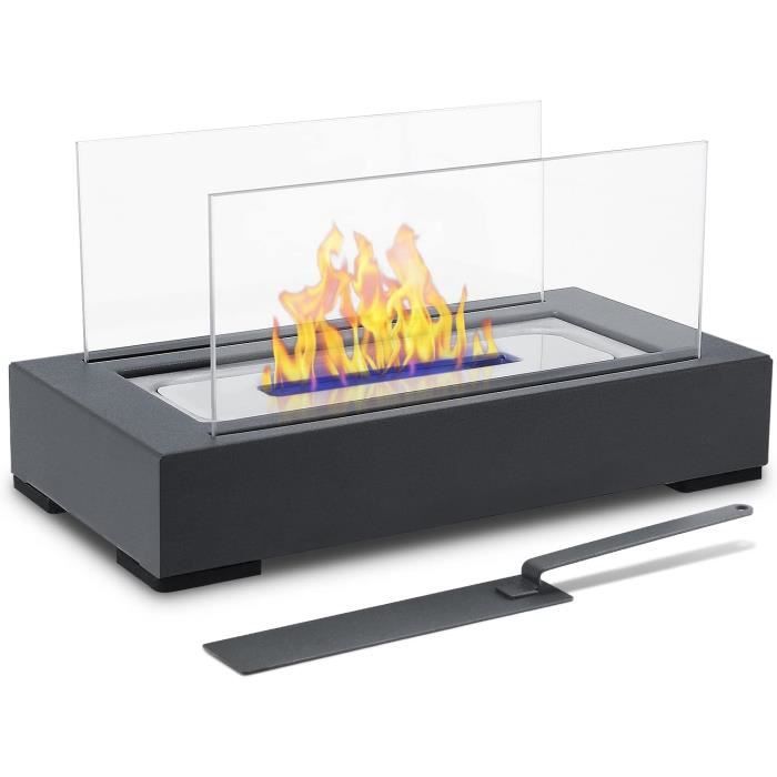 Cheminée Sans Fumée Cheminée De Table Bio éthanol YUENFONG - Acier Inoxydable Et Verre - Pour Intérieur/extérieur - 35x18cm Cheminée Table Bioéthanol